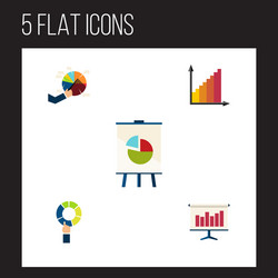 flat icon chart set of monitoring pie bar easel vector image