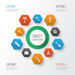 handtools icons set collection of ruler digging vector image