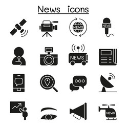 news icon set in glyph style Vector Image