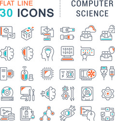 set line icons computer science vector image