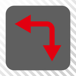 bifurcation arrow left down rounded square button vector image