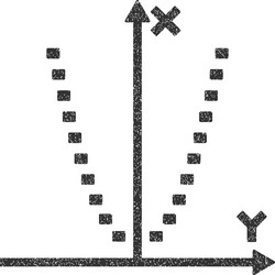 dotted parabola plot grainy texture icon vector image