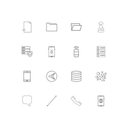 network and database linear thin icons set vector image