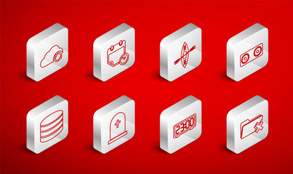set line delete folder calendar and clock kayak vector image