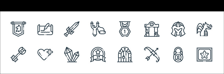 videogame elements line icons linear set quality vector image