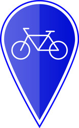 blue map pointer with bicycle vector image