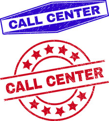 call center unclean badges in round and hexagon vector image