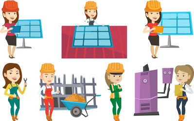 set of constructors and builders characters vector image
