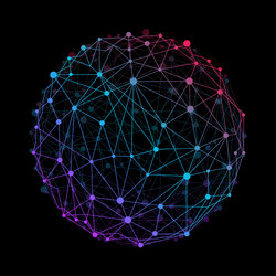 abstract wireframe mesh sphere with dot and lines vector image