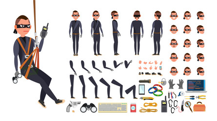 Hacker Character Set - Theft & Security vector image