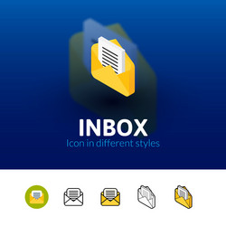 inbox icon in different style vector image