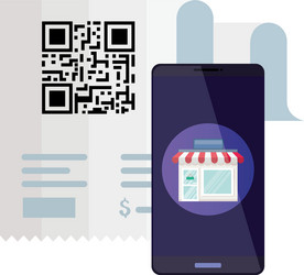 qr code paper and smartphone design vector image