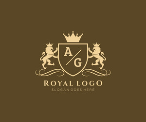 Royal Lion Crest Logo Vector Image