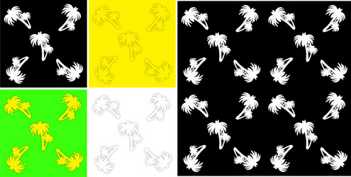 set seamless summer patterns palm trees vector image