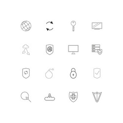internet security linear thin icons set outlined vector image