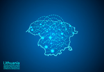 lithuania map with nodes linked by lines concept vector image