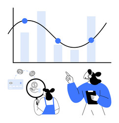 business analytics with graph data and team vector image