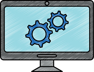 computer display with gears machine vector image