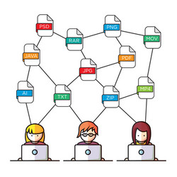 file extensions people with computers vector image