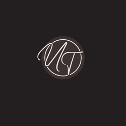 initials ut logo monogram with simple circle line vector image