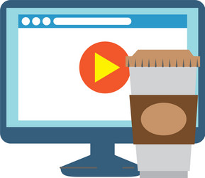 monitor computer with webpage and coffee vector image