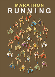 people running top view with text graphic vector image