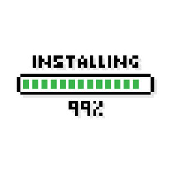 pixel art installing green loading bar vector image