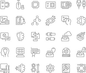set line icons computer science vector image