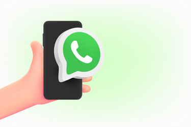 using whatsapp application via mobile phone 3d vector image