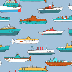 seamless pattern with submarines and ships vector image