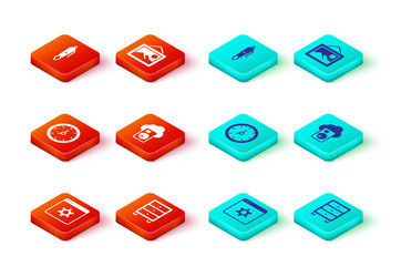 set browser setting archive papers drawer clock vector image