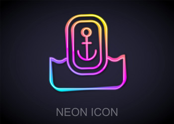 glowing neon line map pointer with anchor icon vector image