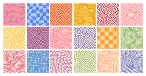 groovy checkered pattern colorful distorted tiled vector image