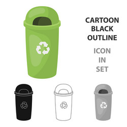 recycle garbage can icon in outline style isolated vector image