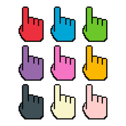 set of finger pixel icon web cursor click mouse vector image