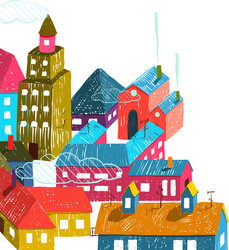 small town or city with houses roofs vector