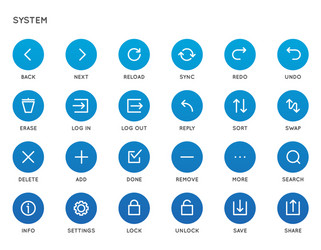 system user interface ui icon set high quality vector image