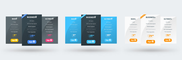 pricing table design template for websites vector image