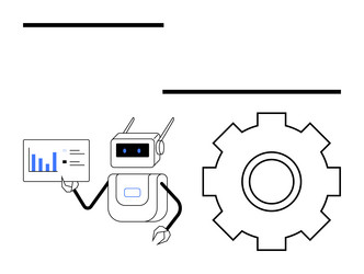 robot presenting data insights next to oversized vector image