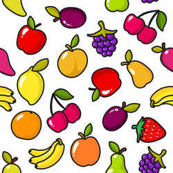 Seamless pattern of fruits with black outline vector