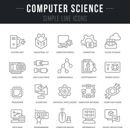 set line icons computer science vector image