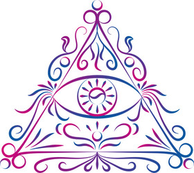 doodle color abstract eye in triangle vector image
