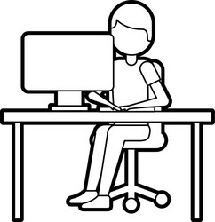 person working on computer programming or coding vector image