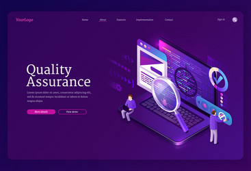 quality assurance isometric landing debugging vector image