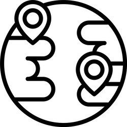 two pins on earth icon location map and navigation vector image