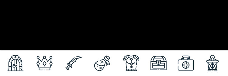 videogame elements line icons linear set quality vector image