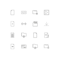 files and folders sign simple linear icons set vector image