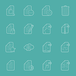files and documents thin lines icons set vector image