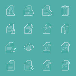 Files and documents thin lines icons set vector