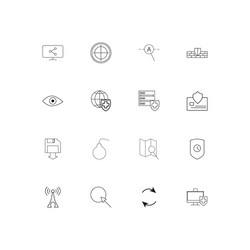 internet security simple linear icons set vector image